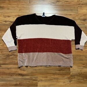 Buckle Daytrip Sweater Womens Medium Long‎ Sleeve V Neck Chenille Striped Color